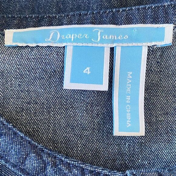 Draper James Chambray Blue Wash Denim Ruffle Shift Dress Sz 4 - EUC! - Picture 6 of 8